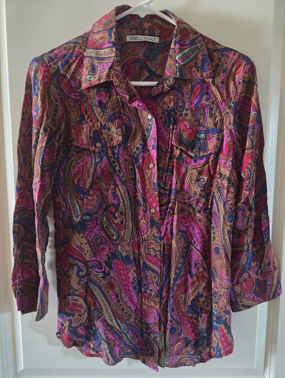 Novella Royale Pink and Brown Paisley Button-Up Shirt